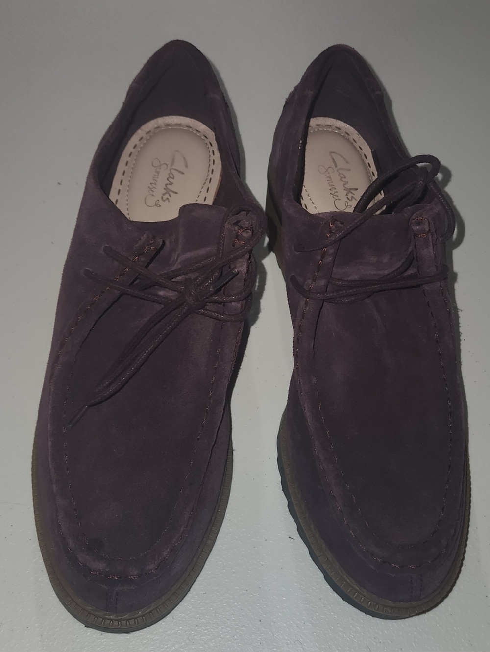 Clarks Somerset Balmer Willow Suede Women’s Lace-Up Shoes in Dark Plum Size 8.5